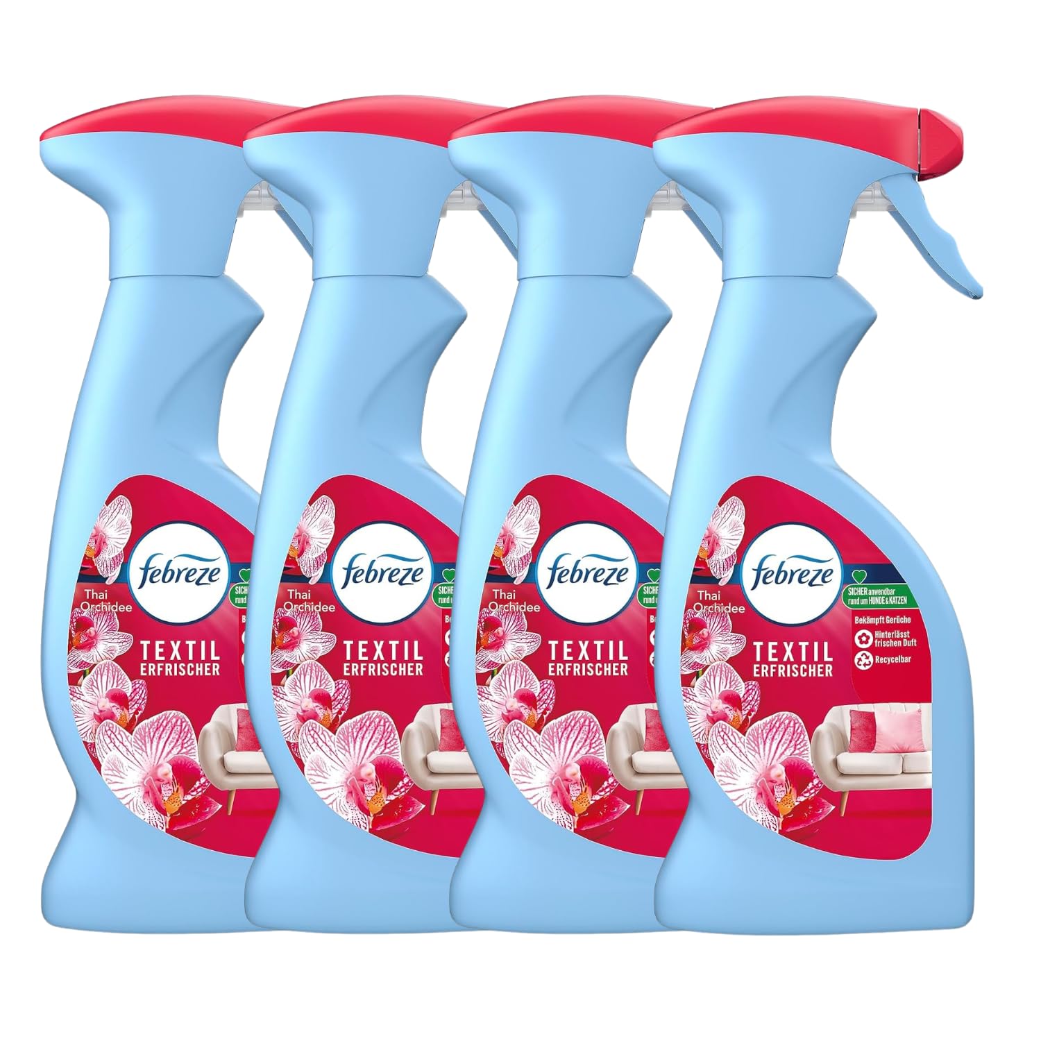 Febreze 4X Thai Orchidee Textilerfrischer je 375ml entfernt Gerüche aus Textil