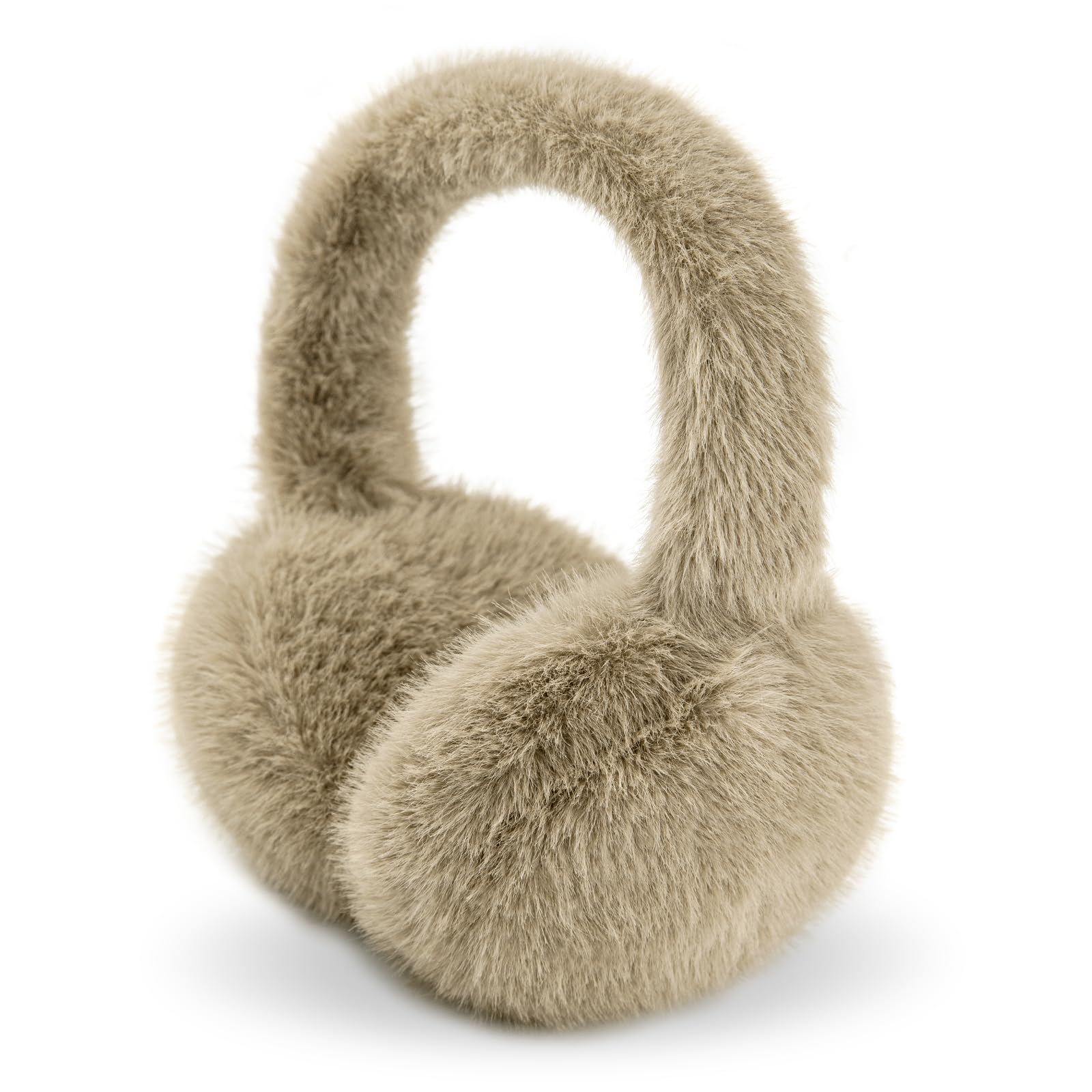 White Faux Fur Earmuffs with Print