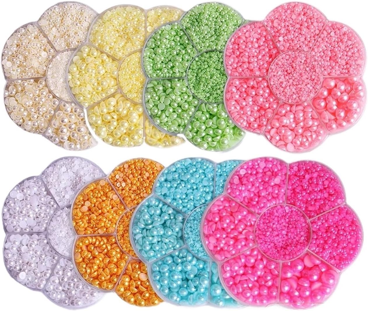 Colorful Pearl Beads Nail Mixed Size Flatback Half Round Pearls 2-10mm for Nail Art Supplies Decorations and DIY Crafts Design(QGMH-031)