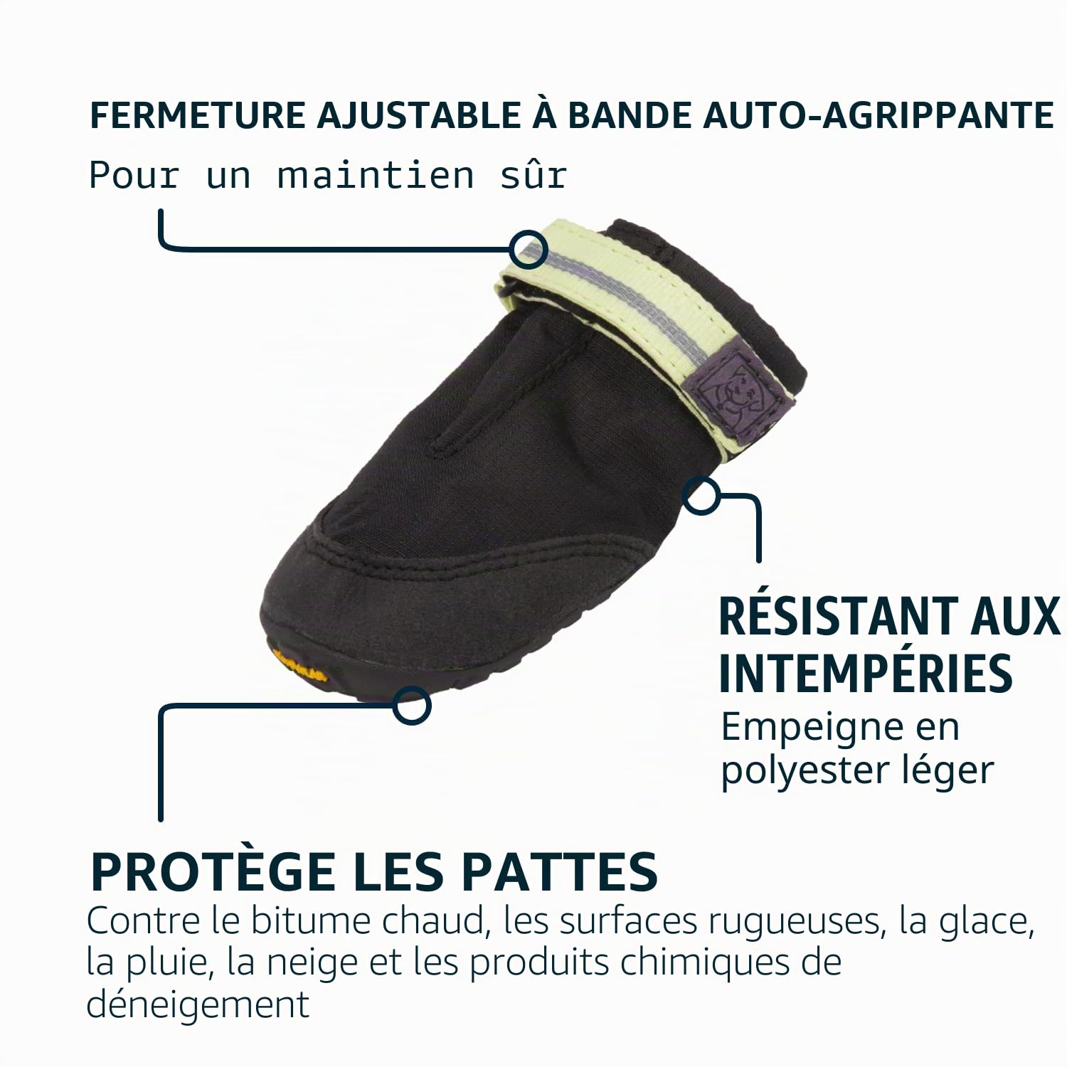 Ruffwear, Summit Trex Chaussures pour chien toutes saisons avec protection des pattes avec poignée antidérapante durable et reste en place pour les aventures quotidiennes, noir obsidienne, 7 cm