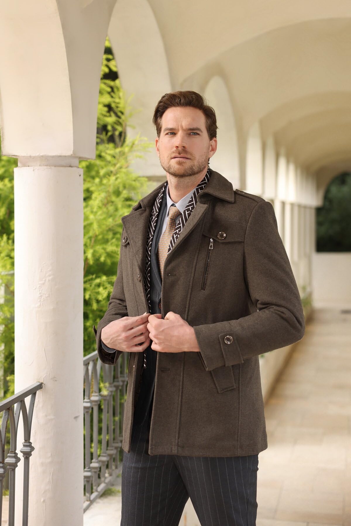 Allthemen Trench Corto Invernale da Uomo Trench di Lana Cappotto Spessa e Sottile Soprabito Parka Giacca a vento Giacca con risvolto