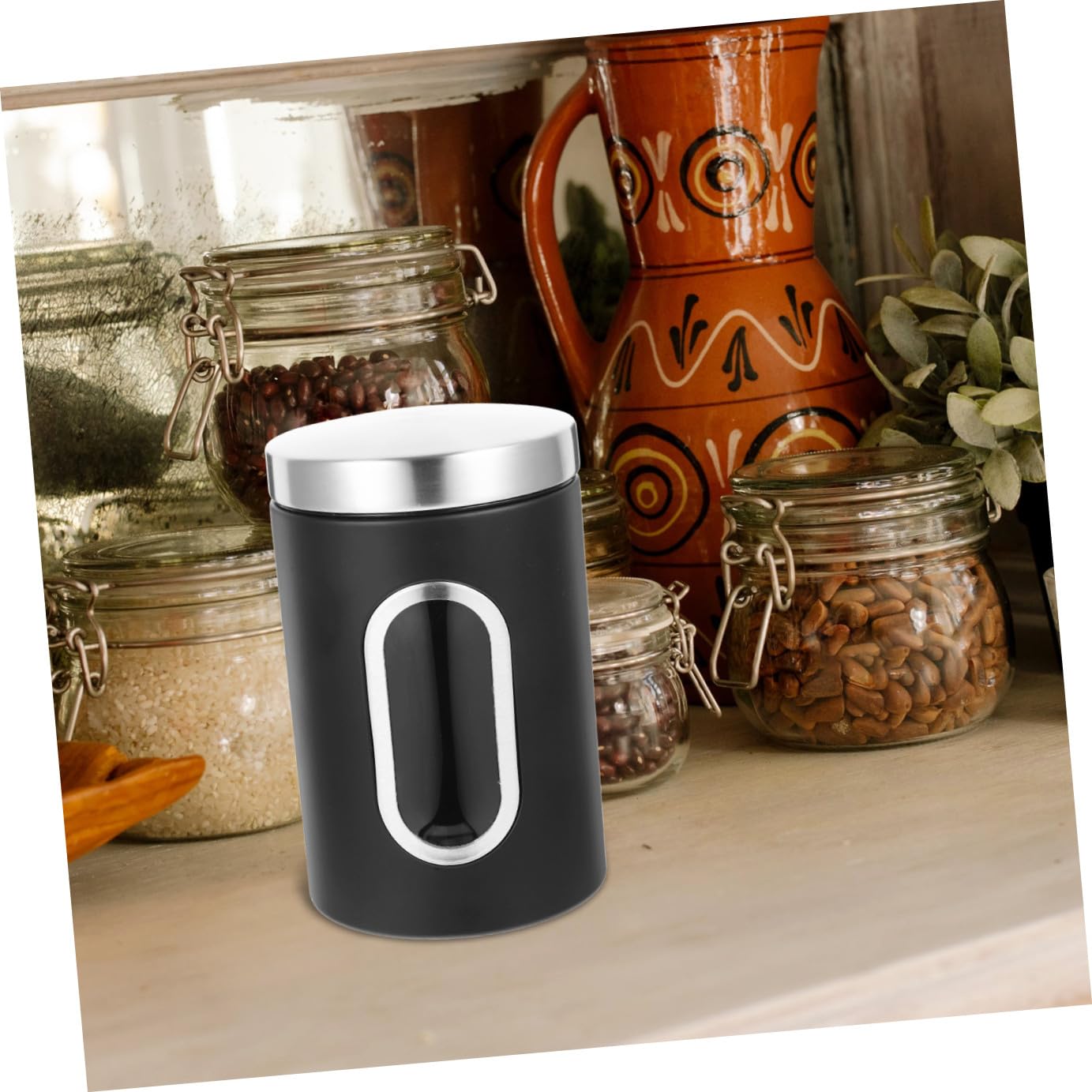3 pezzi Barattoli Ermetici in Acciaio Inossidabile con Finestra Trasparente Contenitori per Caffè Zucchero e Tè Vasetti Resistenti e Pratici per Conservazione Alimentare in Cucina