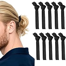 10 Pcs Men Hair Scrunchies Black Braided Hair Bands for Men, Hair Bands for Men, Black Gummetti - Braided Hair Bun Headbands, Hair Buns, Hair Bands