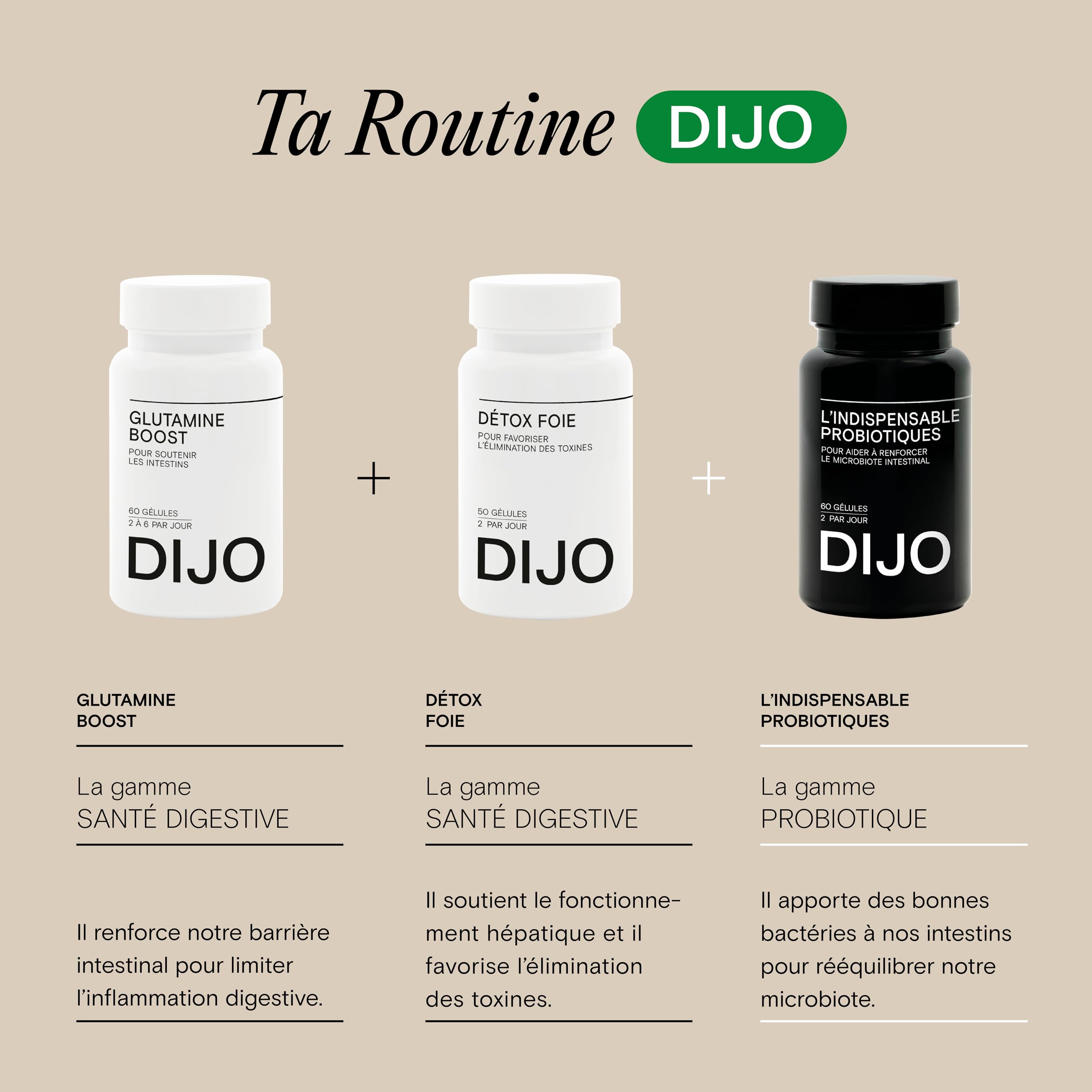DIJO - L-Glutamine - Acide Aminé Renforce la Paroi Intestinale - Made in France Vegan Gluten Free Sans Lactose - 60 Gélules Cure 1 mois