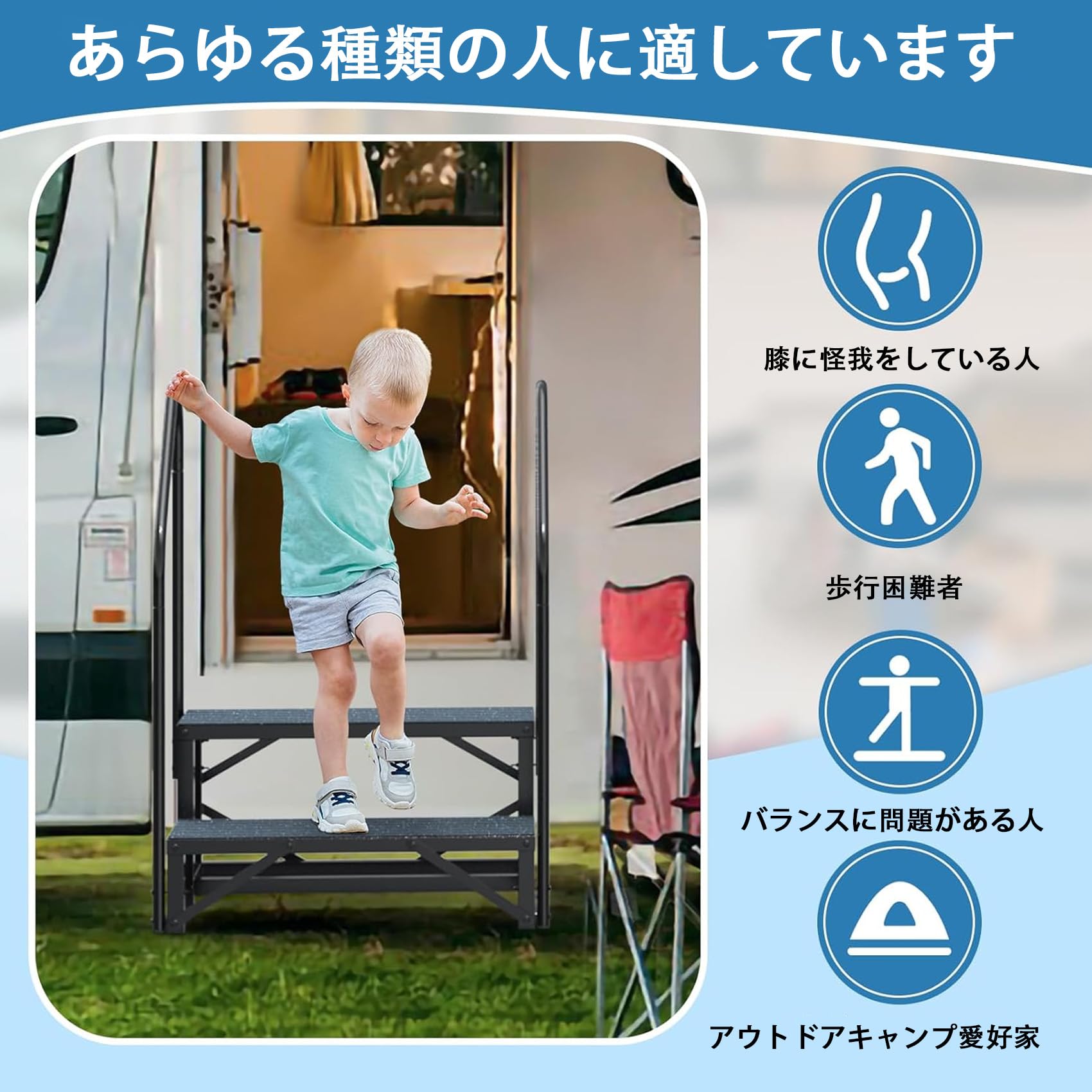 Amazon.co.jp: 手すり付き踏み台 手すり両側 階段 はしご 踏台