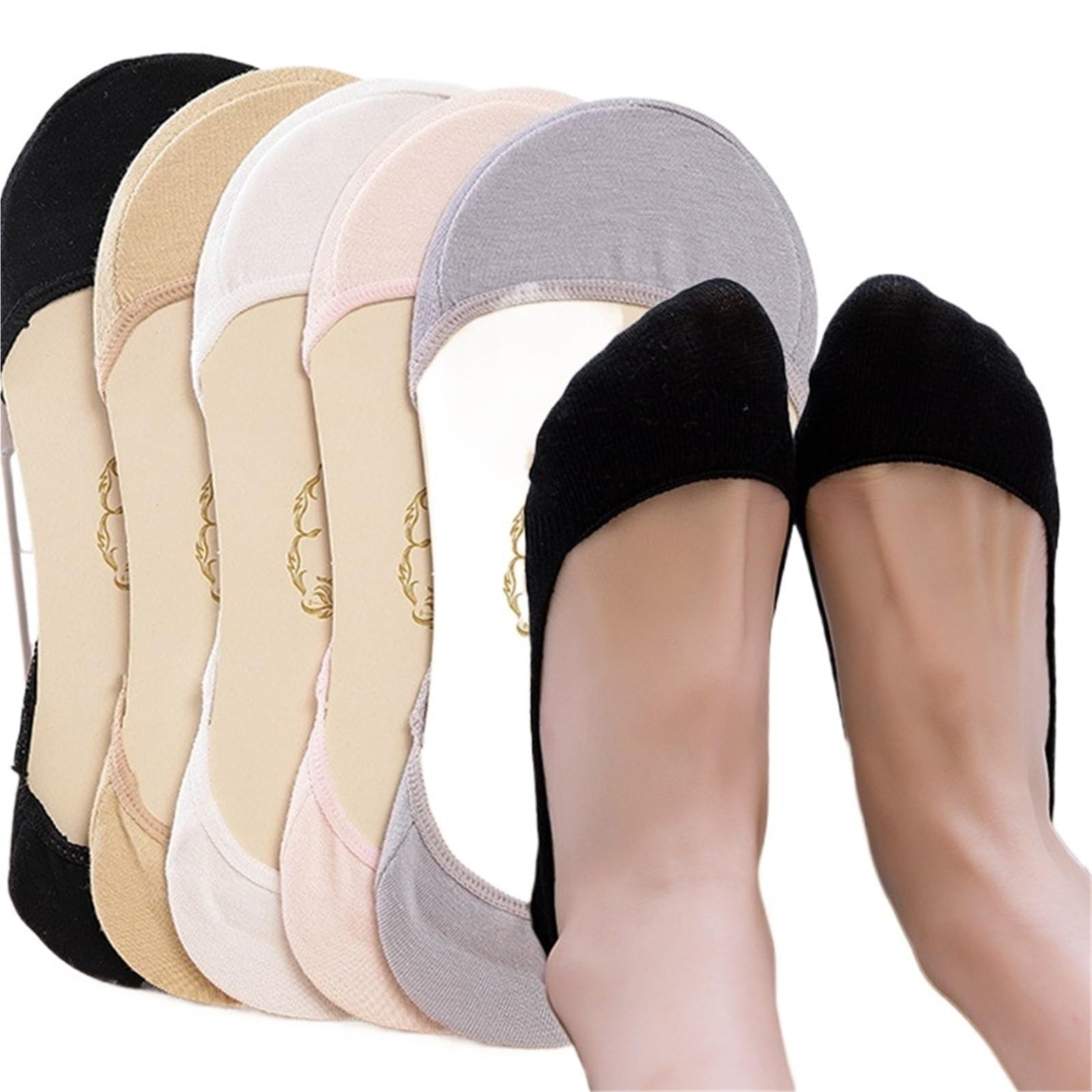 Chaussettes bateau invisibles for femmes, fines et respirantes, en coton, à talons hauts, antidérapantes