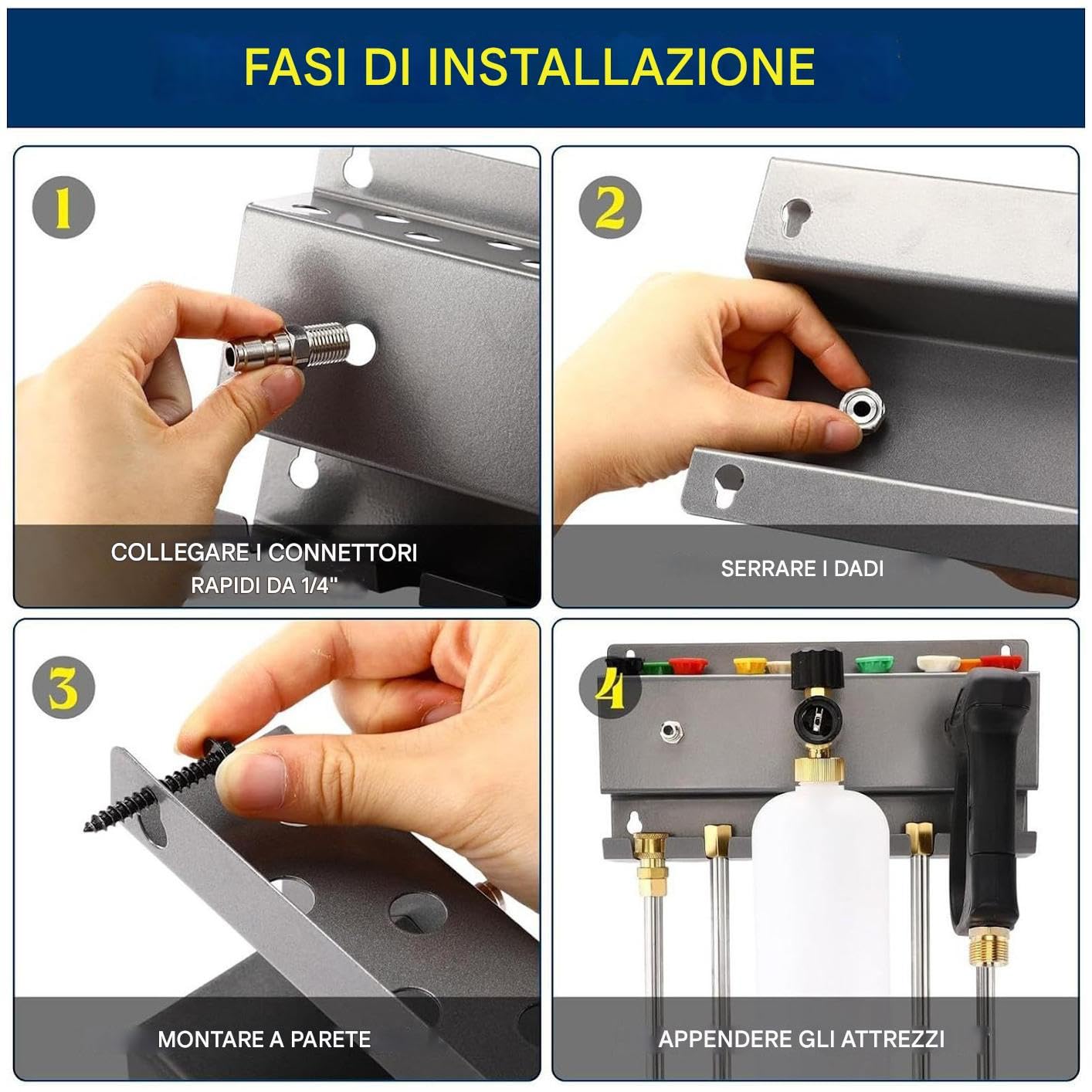 Rastrelliera Per Idropulitrice - Supporto Per Cannone In Schiuma Da 28x15 Cm, Robusto ?upporto Per Ferro, Organizer Per La Pulizia D?ll'auto, Supporto Per Spruzzatore Resistente | Porta Attrezzi Salva