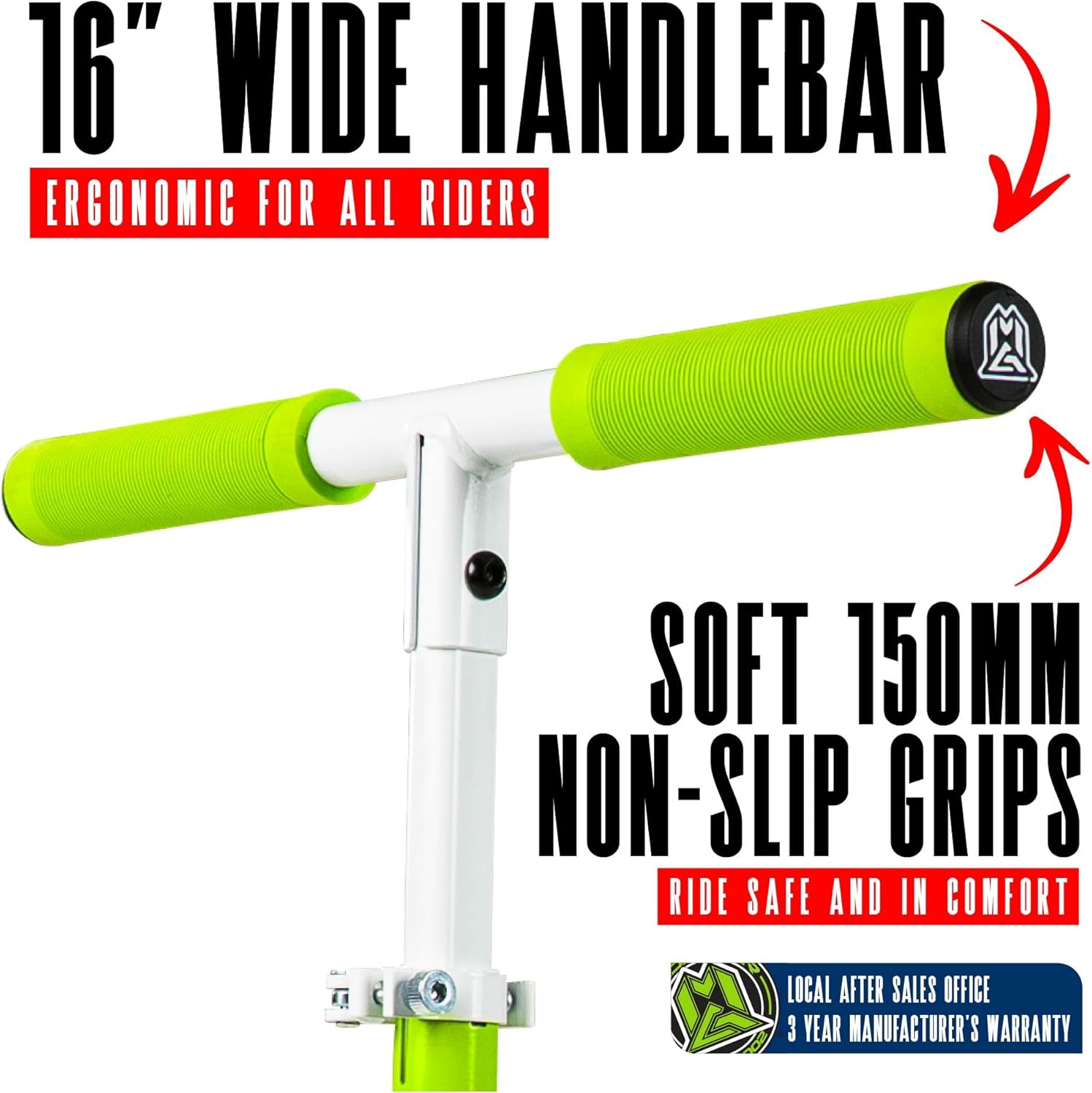 Kick Scooter for Ages 5+ - Kids, Teens & Adults. Max Load 220lbs. Foldable, Light-Up Wheels, Adjustable Height, Lightweight - Rush 125 Madd Gear