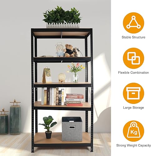 Miniatura 6 de REDCAMP Estantes de almacenamiento de garaje ajustables de 5 niveles con estantería de almacenamiento de garaje de jabalí, estante grande de