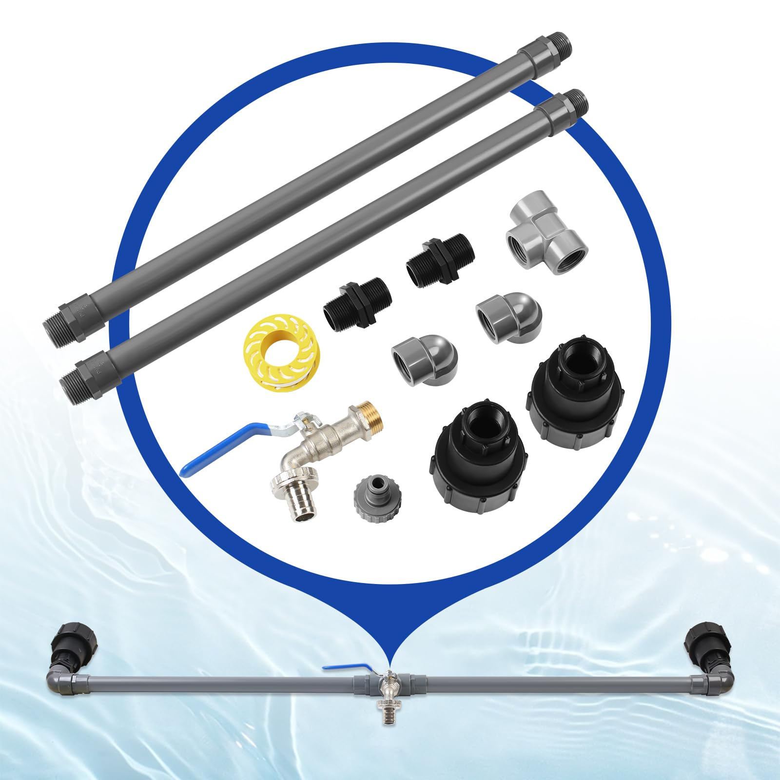 IBC zawór spustowy 3/4", adapter IBC, zawór spustowy, kran do zbiornika na wodę deszczową, kran wylotowy IBC