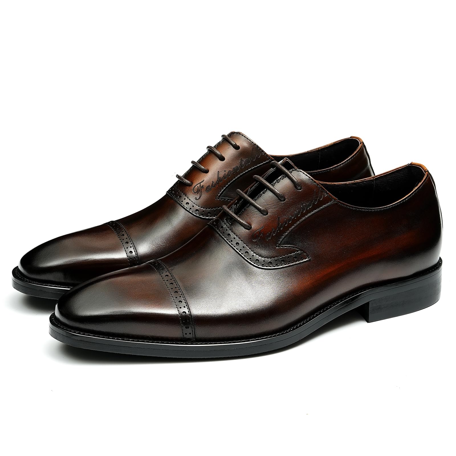 Generisch Herren Handgefertigte Oxford Brogues Leder Formelle Halbschuhe Kleiderschuhe Schnürschuhe