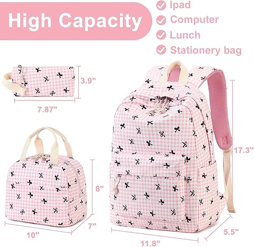 Miniatura 6 de LEDAOU - Mochila para niñas y niños, mochila escolar para adolescentes, juego de mochila con lonchera y estuche para lápices