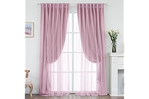 Pink 95% Blackout Curtains with Sheer 2 Panels