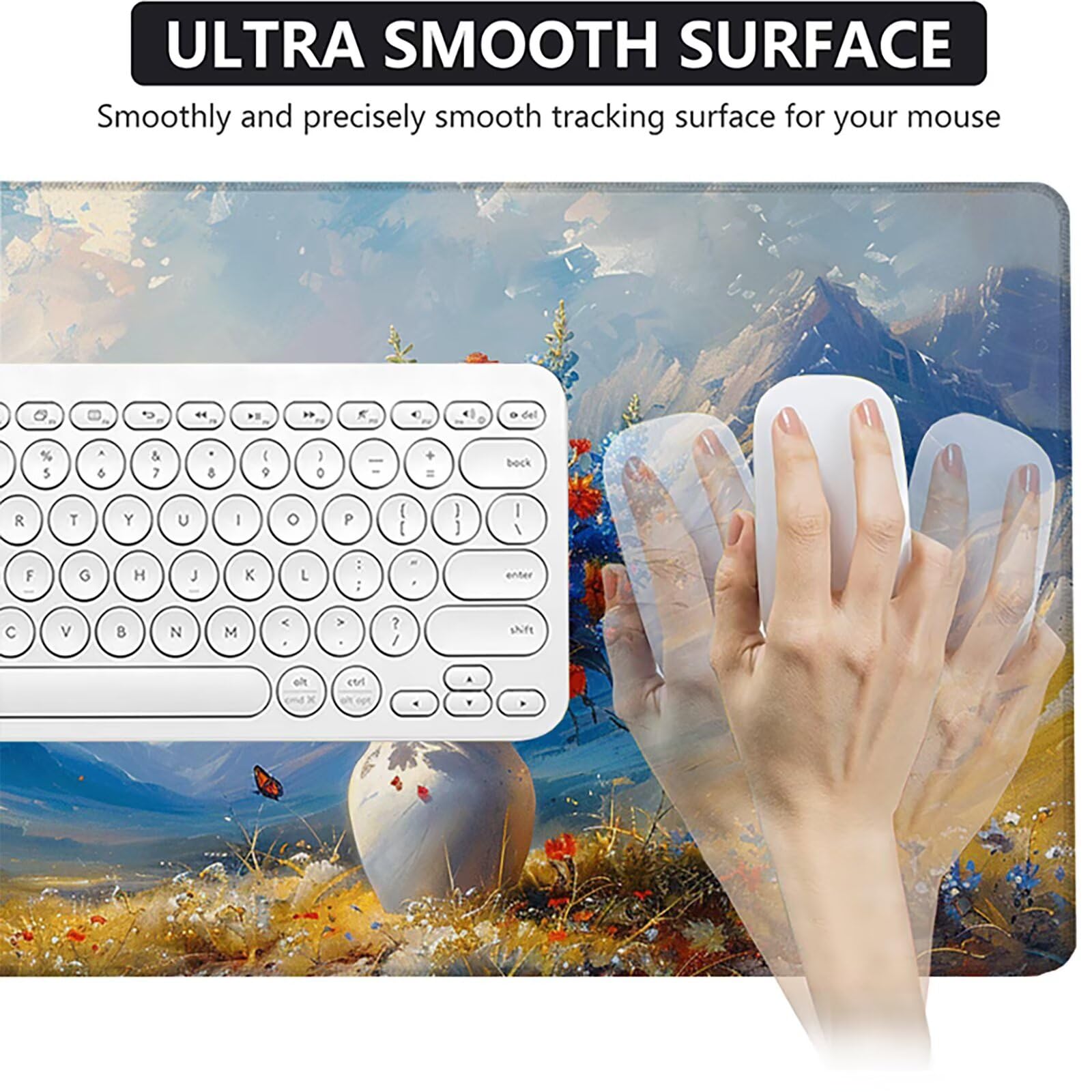 Florero Alfombrilla Ratón Gaming XXL 1500x800 mm, Alfombrilla Gaming Azul Mousepad con Base de Goma Antideslizante, Impermeable Desk Mat para Teclado y Raton, Accesorios Gaming, Regalos de Hombre 0-S