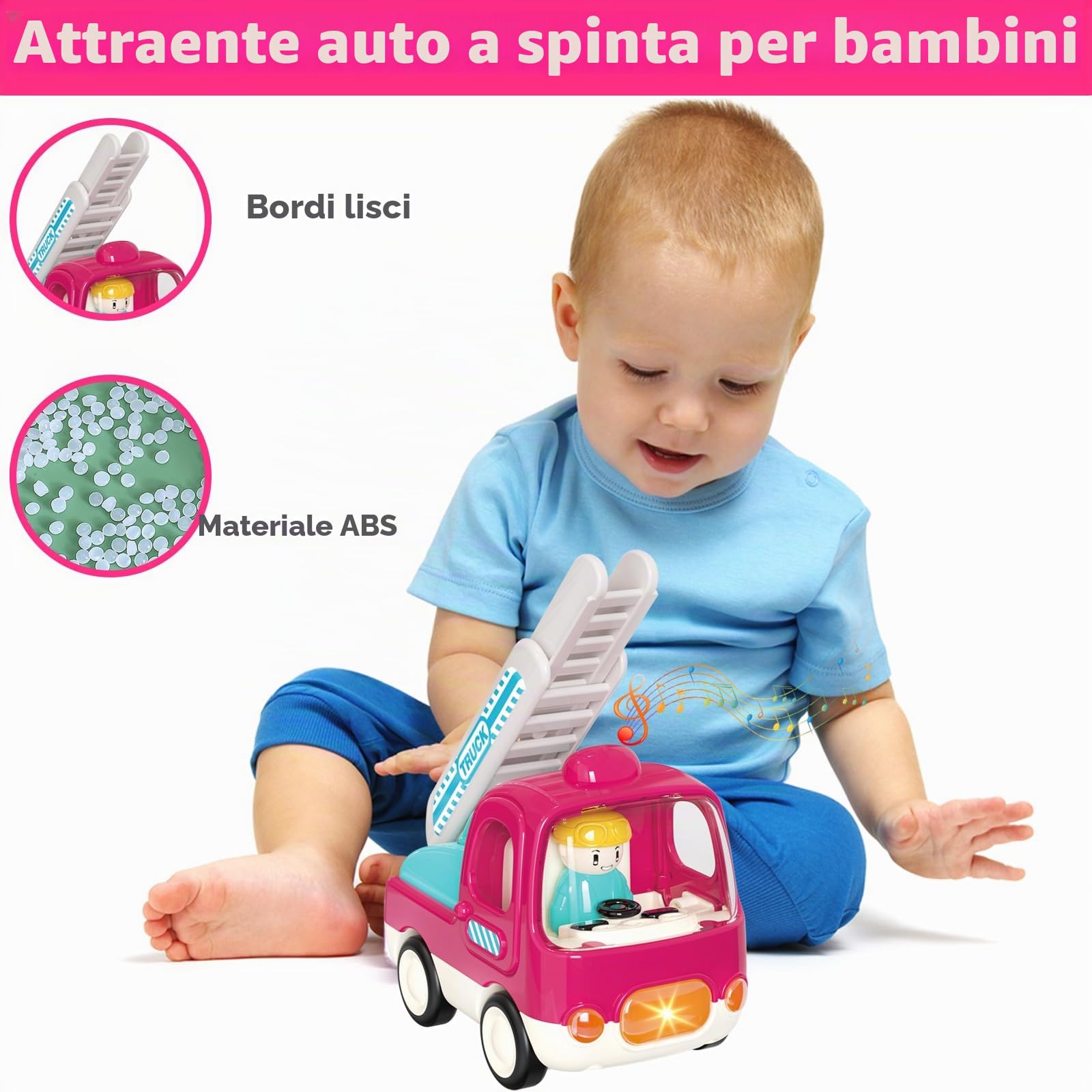 Yerloa Camion Pompieri Giocattolo Giochi Bambini 1 2 3 4 Anni Ragazzi e Ragazze Con Suoni e Luci, Camion Macchinine Per Bambini Giocattolo
