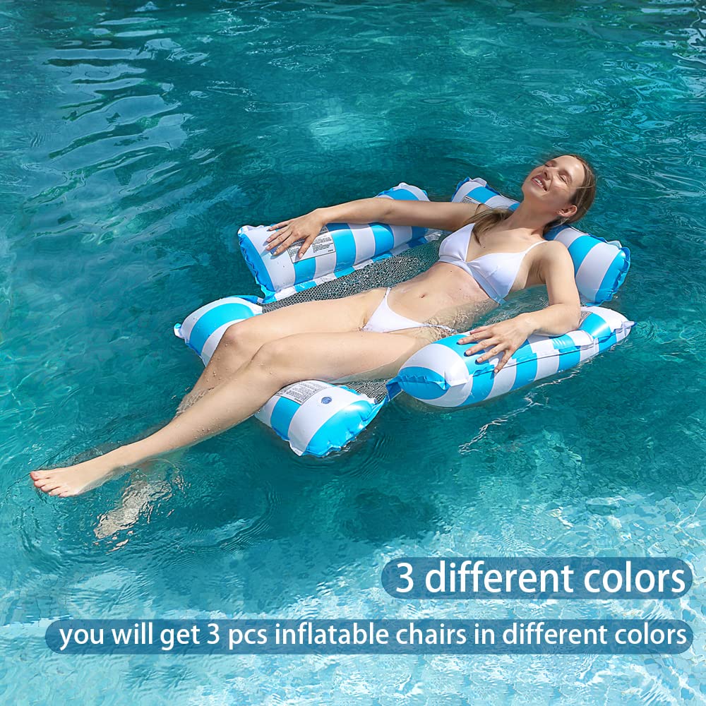 Paquete de 3 flotadores inflables para piscina, hamaca de agua, flotadores multiusos para piscina de verano, lago, playa