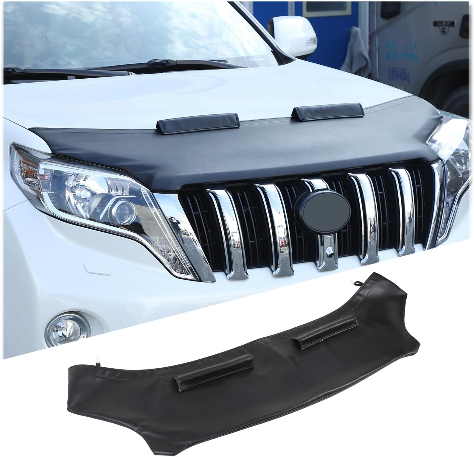 Hood Bra Front End Nose Mask Compatible With Toyota Land Cruiser Prado FJ150 150 2010-2017 Bonnet Bra Protector Cover Car Exterior Accessories