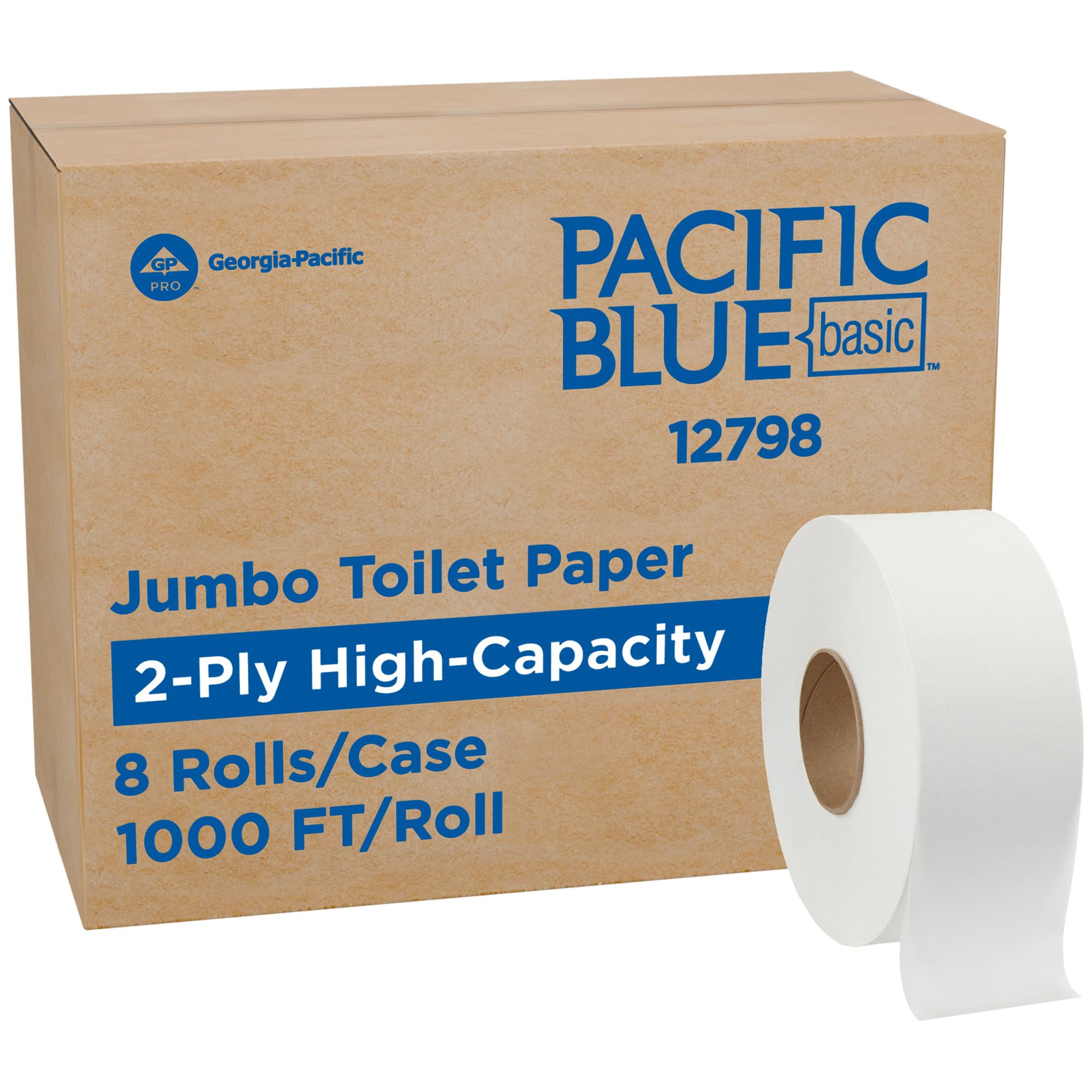 Georgia Pacific Profesional 12798 Jumbo Jr. Baño Higiénico, 9 "de diámetro, 1000 FT (funda de 8 rollos)