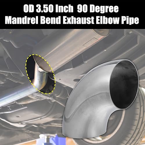 Miniatura 9 de X AUTOHAUX 1 unidad OD 1.65 pulgadas 90 grados de codo de tubo de escape de acero inoxidable SS304 para sistema de escape modificado para automóvil,