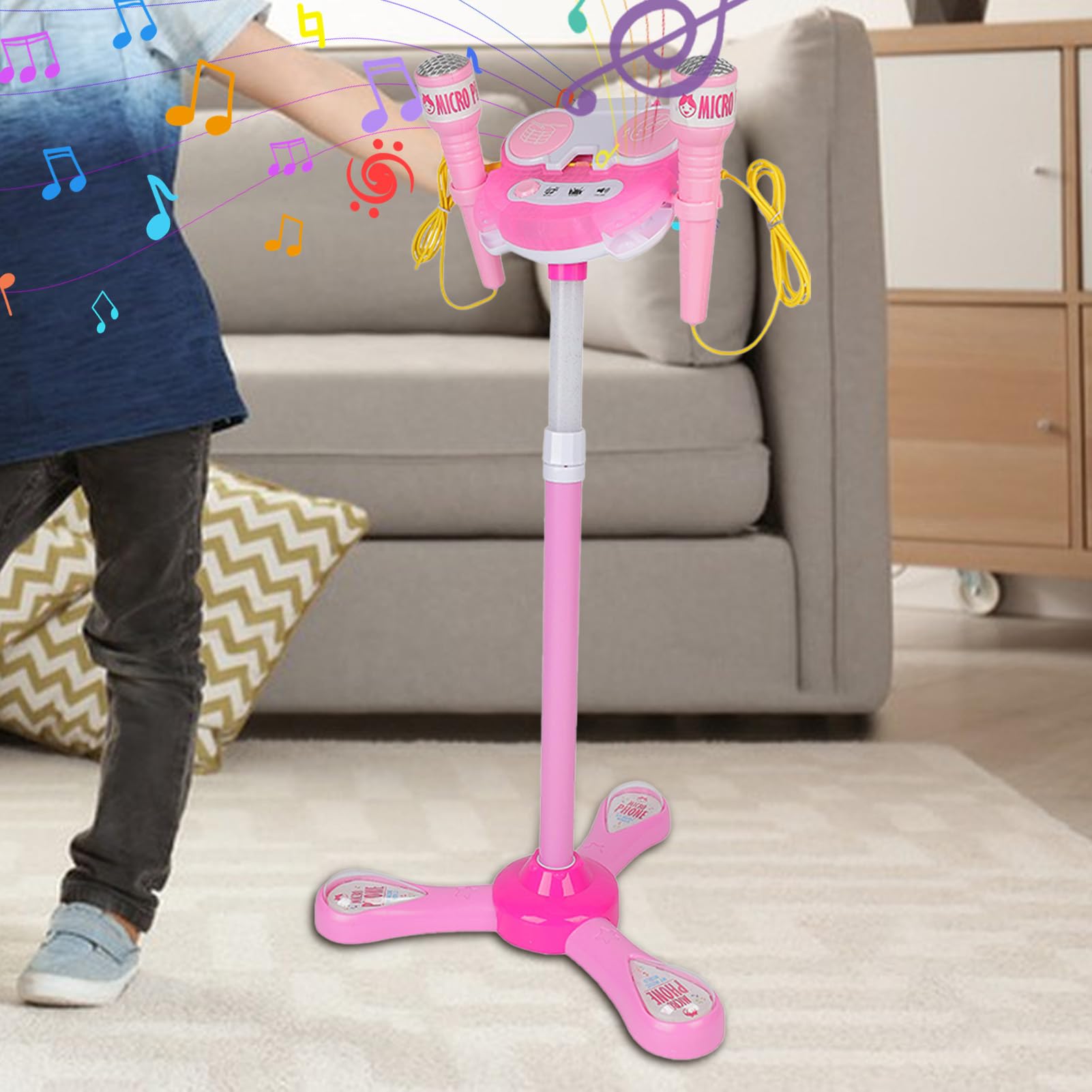 Microfono canto per bambini, per karaoke, set da , microfono da terra | giocattolo con supporto