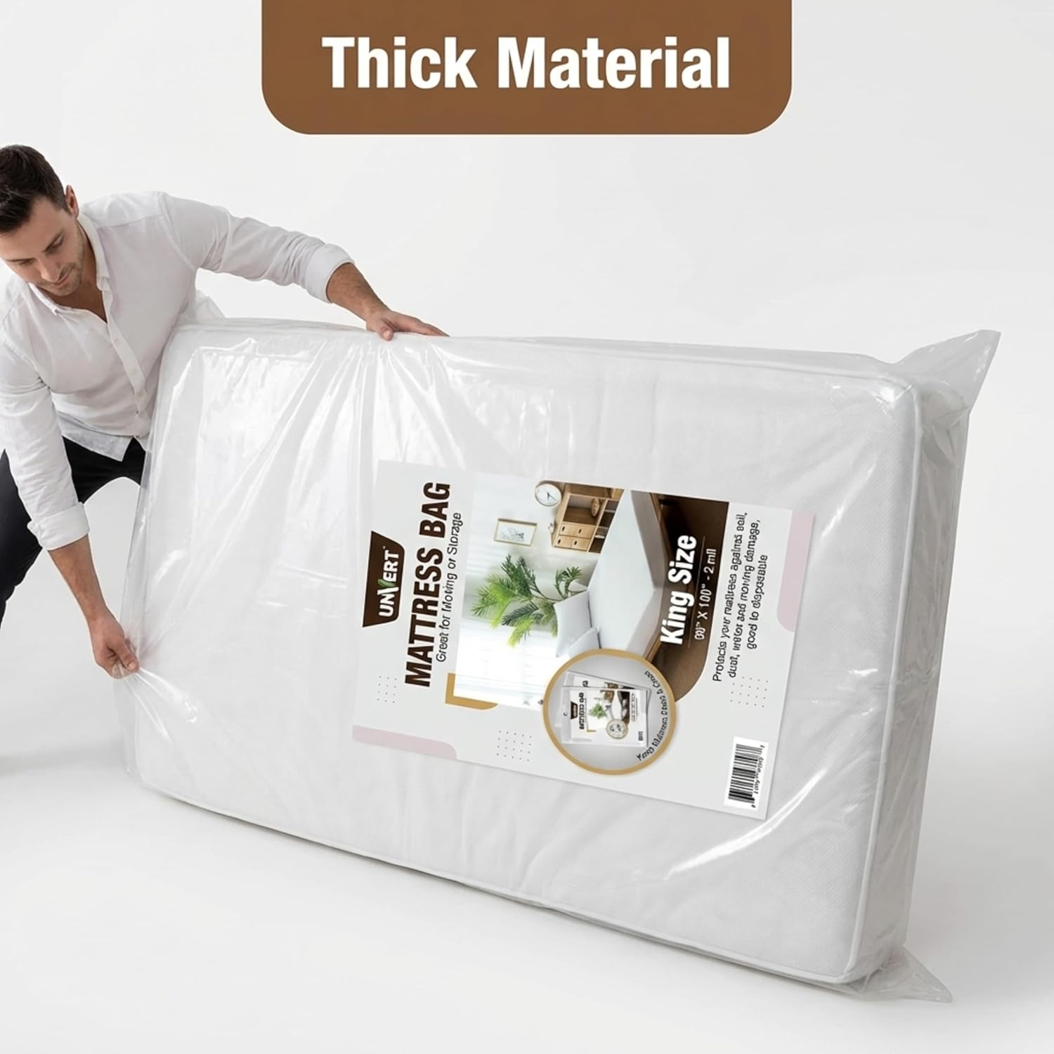 King Waterproof Mattress Protector Bag for Moving and Storage - Heavy Duty 2 Mil (90" x 100") - Made in USA - Bed Plastic Protector Cover 5 (5, King)
