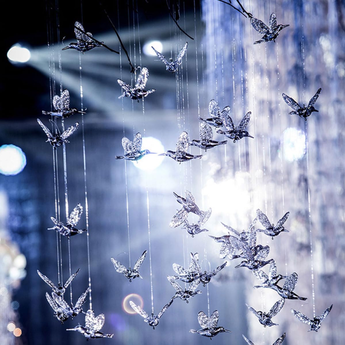 Levemolo 20 Stück Transparente Acryl Hängedekoration 10cm Fliegende Vogel Ornamente für Hochzeit Fenster Wohnraum Leichte Deckenanhänger