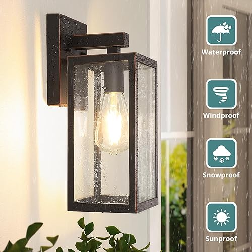 Vista 19 de MAXvolador Farol de pared para exteriores, aplique de pared impermeable exterior, lámpara de montaje blanca antioxidante, luces de cristal