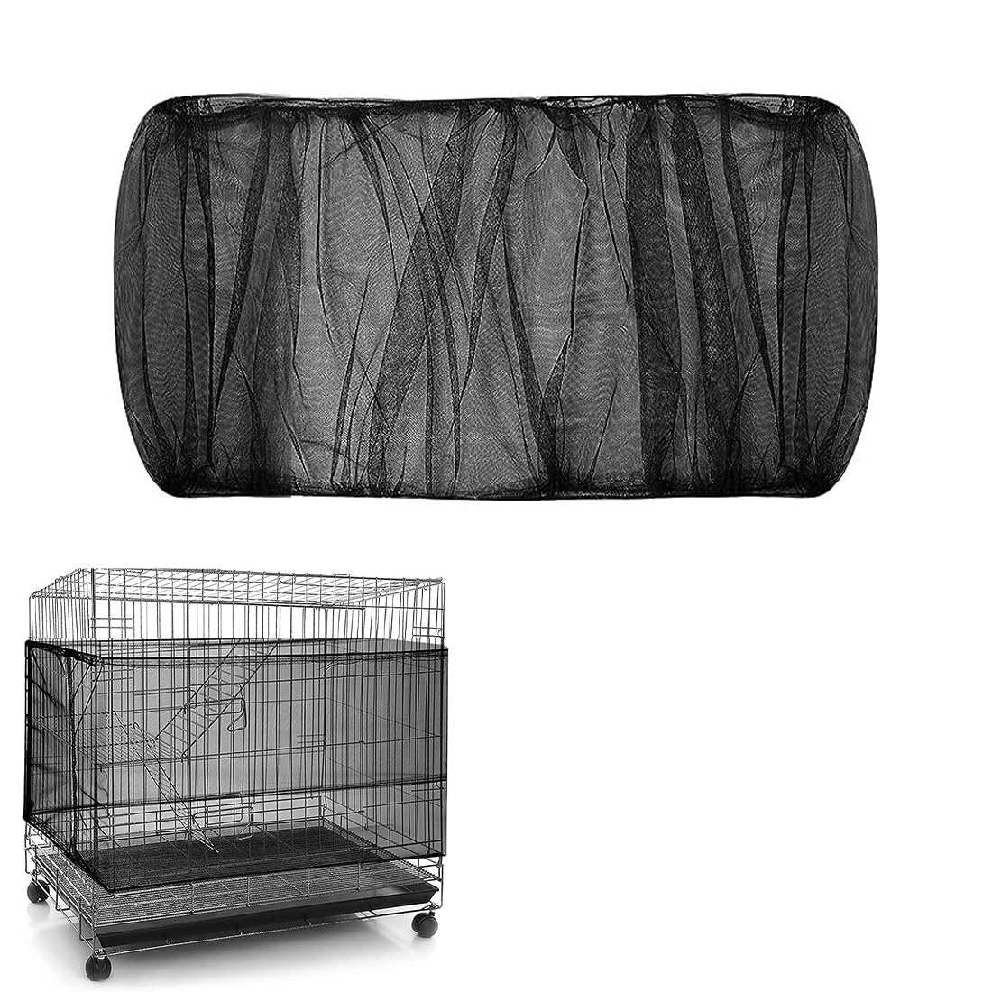 2 Coperture Universali Per Gabbie Uccelli - Rete Nylon Morbida, Regolabile 140-220cm, Nero E Bianco - Foto 12