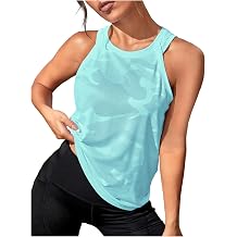 OYOANGLE Womens Camo Print Sleeveless Workout Running Tank Tops Yoga Shirt