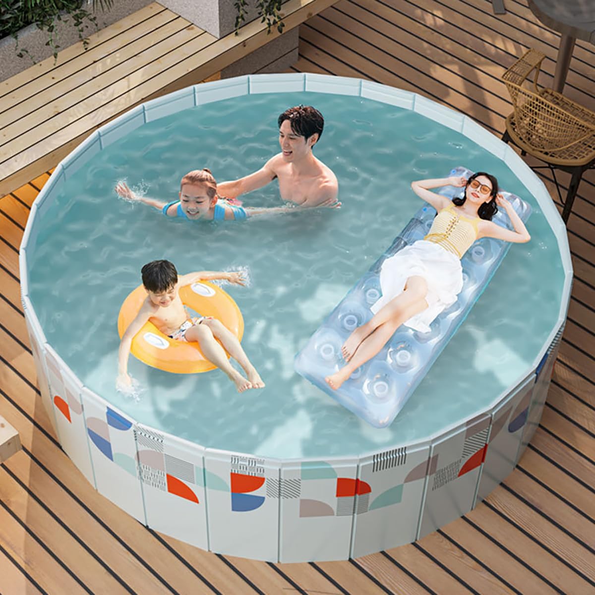 Pugrwei プール 大型 家庭用 空気入れ不要 折りたたみプール