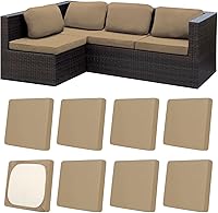 Vista 49 de Juego de 12 fundas de almohada y cojines para exteriores, 8 fundas de asiento + 4 fundas de almohada, fundas elásticas para muebles de patio