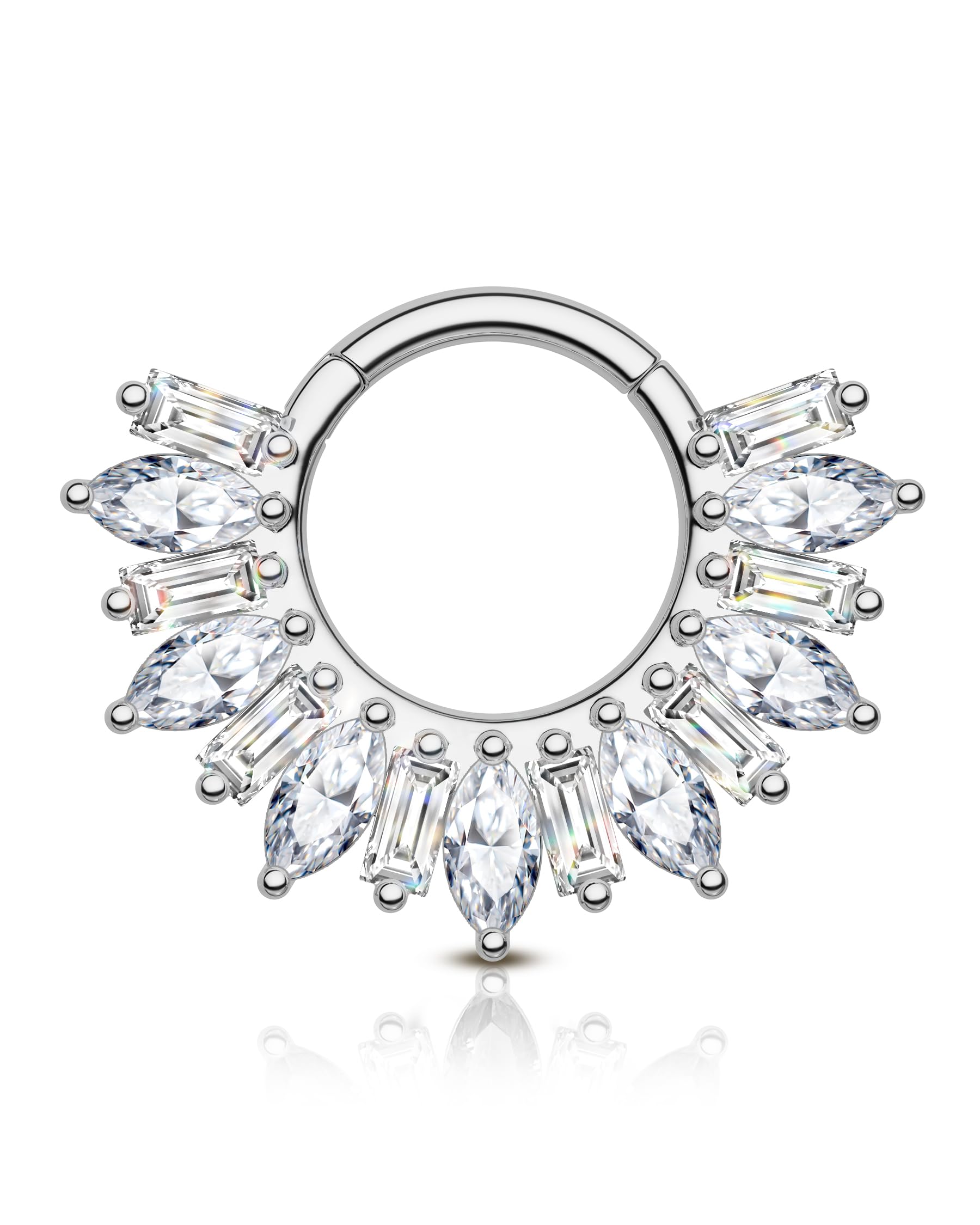 COCHARM 16 Gauge Septum Rings Silver Flower Septum Jewelry Dainty Helix Daith Earrings for Women 10MM Daith Piercing Jewelry Stainless Steel