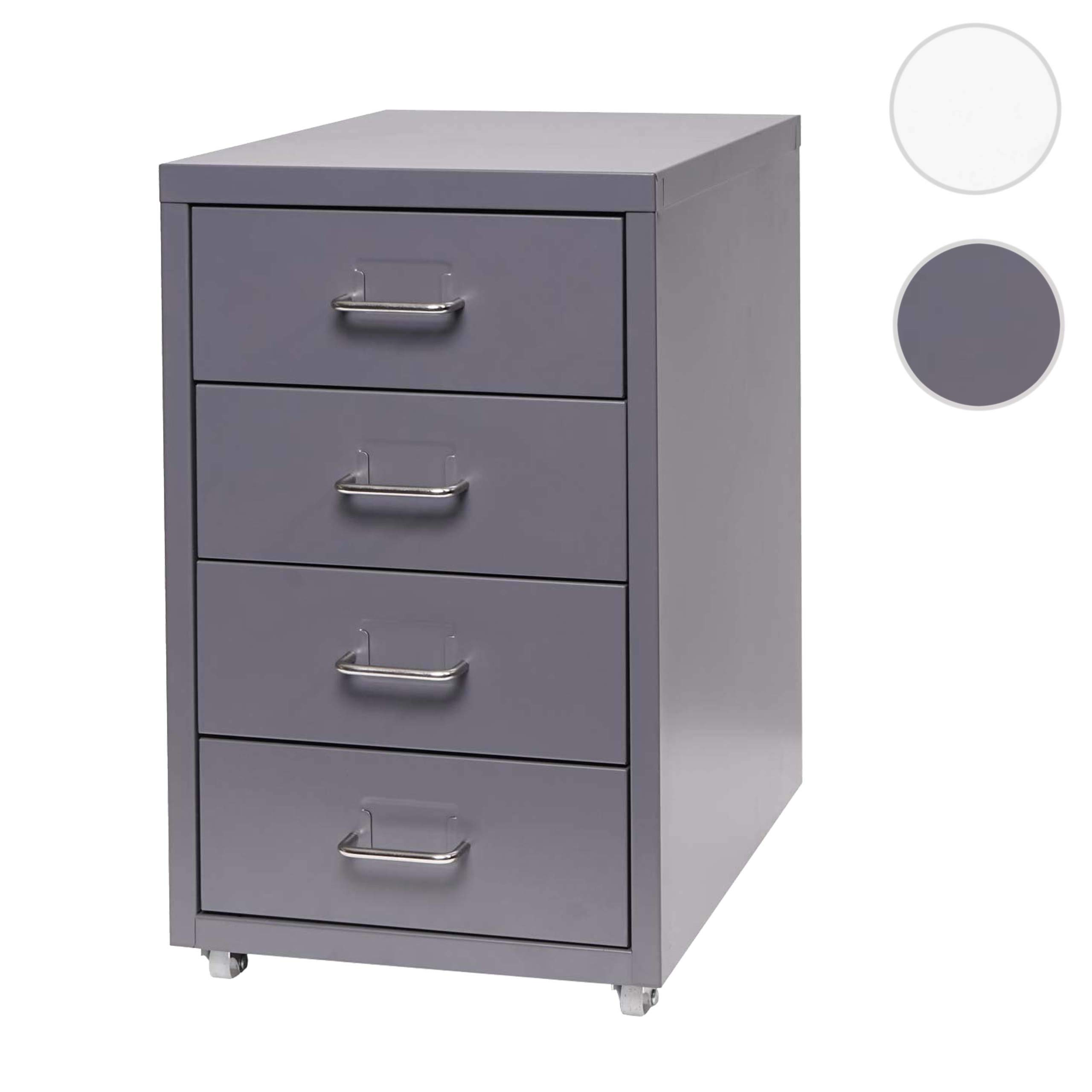 Mendler Cassettiera classificatore ufficio mobile Boston T851 con ruote 4 cassetti 48x28x41cm - antracite