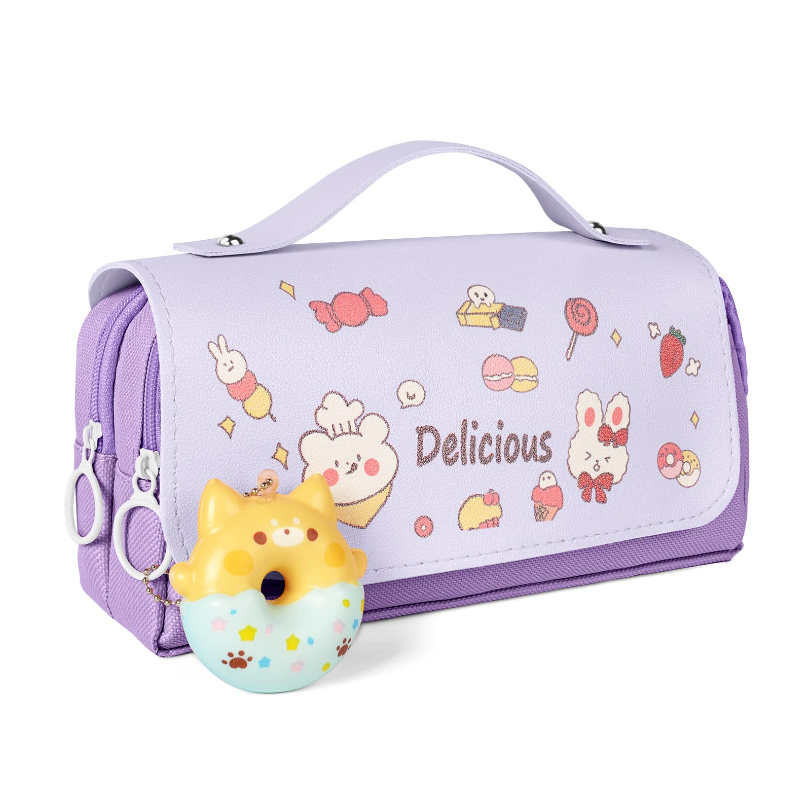 Vicloon Large Pencil Case, Big Capacity Pencil Pen Bag Multi Compartments Office Stationery Makeup Bag Stress Release Pencil Case School Students Girls Boys Teen Storage Organizer Gifts (Purple) — image 1