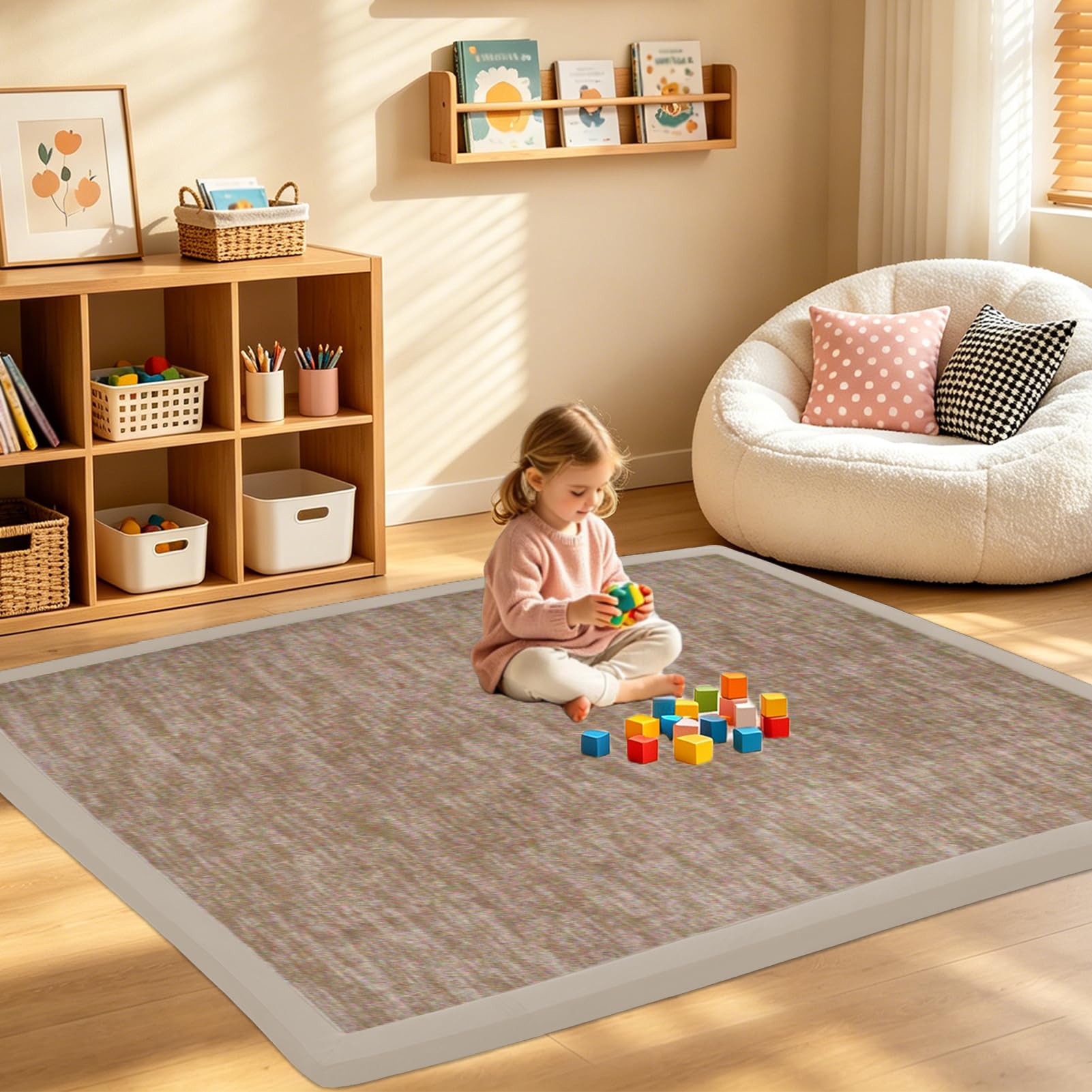 RZUMXOPY Baby Play Mat, 120 x 250 cm Thick Memory Foam Crawling Mat, Foam Floor Padded Playmats for Babies, Non-Slip Bottom