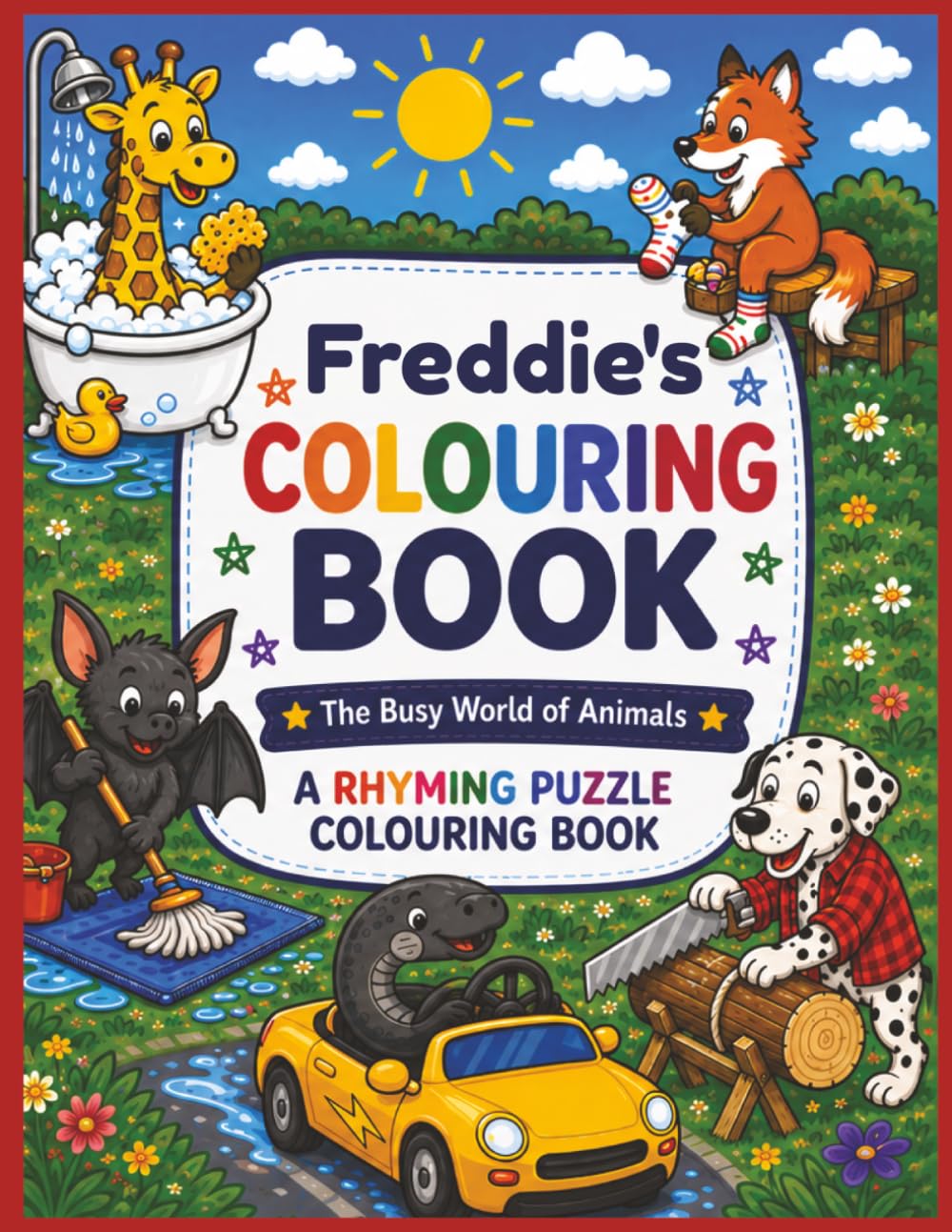 Freddie's Colouring Book: Rhyming Colouring Pages, Personalised gift for Freddie, A Different Animal on Every Page, A great present for Christmas, Birthday or anytime!