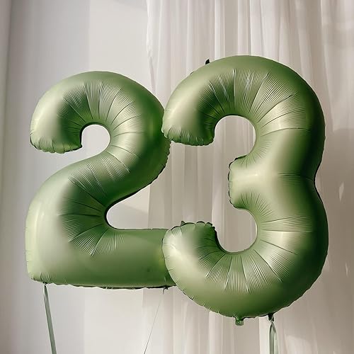 Miniatura 5 de Globos de cumpleaños de 15 años para niñas, globos gigantes de papel de aluminio verde salvia de 40 pulgadas, globos de helio de 1 y 5 dígitos verde
