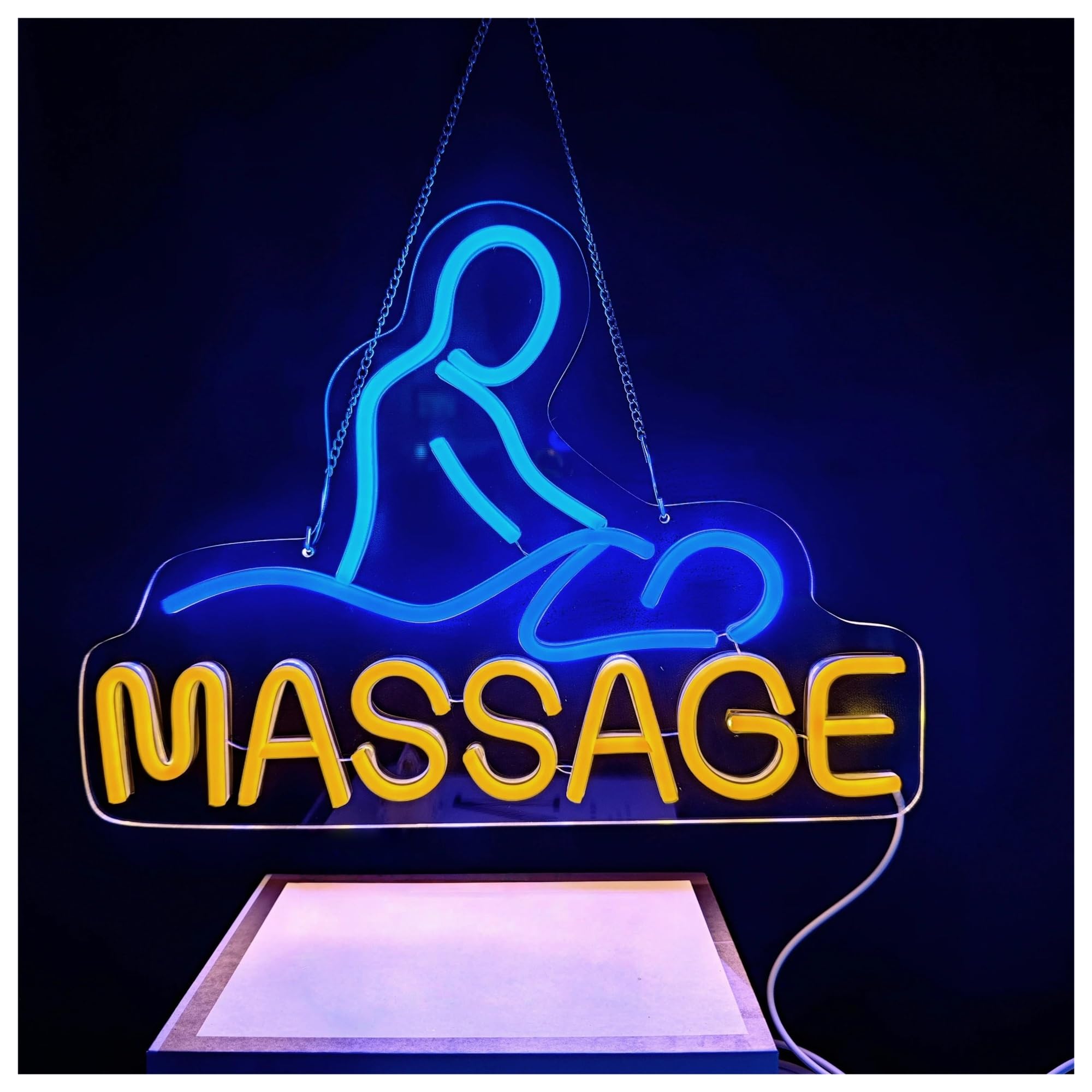 Shouxi One Color Sign Lamp Massage Neon Light For Wall Decoration, Luminous Sign Black Backboard For Massage Rooms, Spa Salons 30Cmx41cm