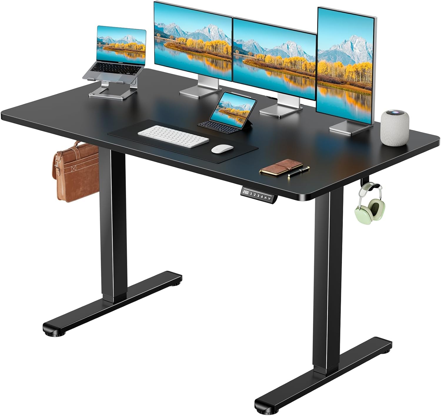 (Incomplete)Marsail Electric Standing Desk with One-Piece Desktop,55 x 30 inch Height Adjustable Office Gaming Computer Desk with Deeper Tabletop,Home Office Stand up Desk with 4 Memory Presets, Desk for Bedroom Black 55x30"