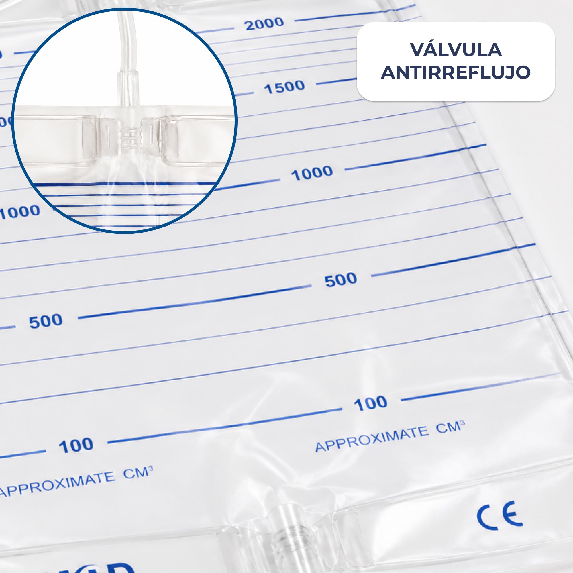 Bolsa de orina no estéril – 25 piezas | tubo 90 cm | Bolsa drenaje urinario con grifo en T y válvula antirreflujo | Escala graduada desechable