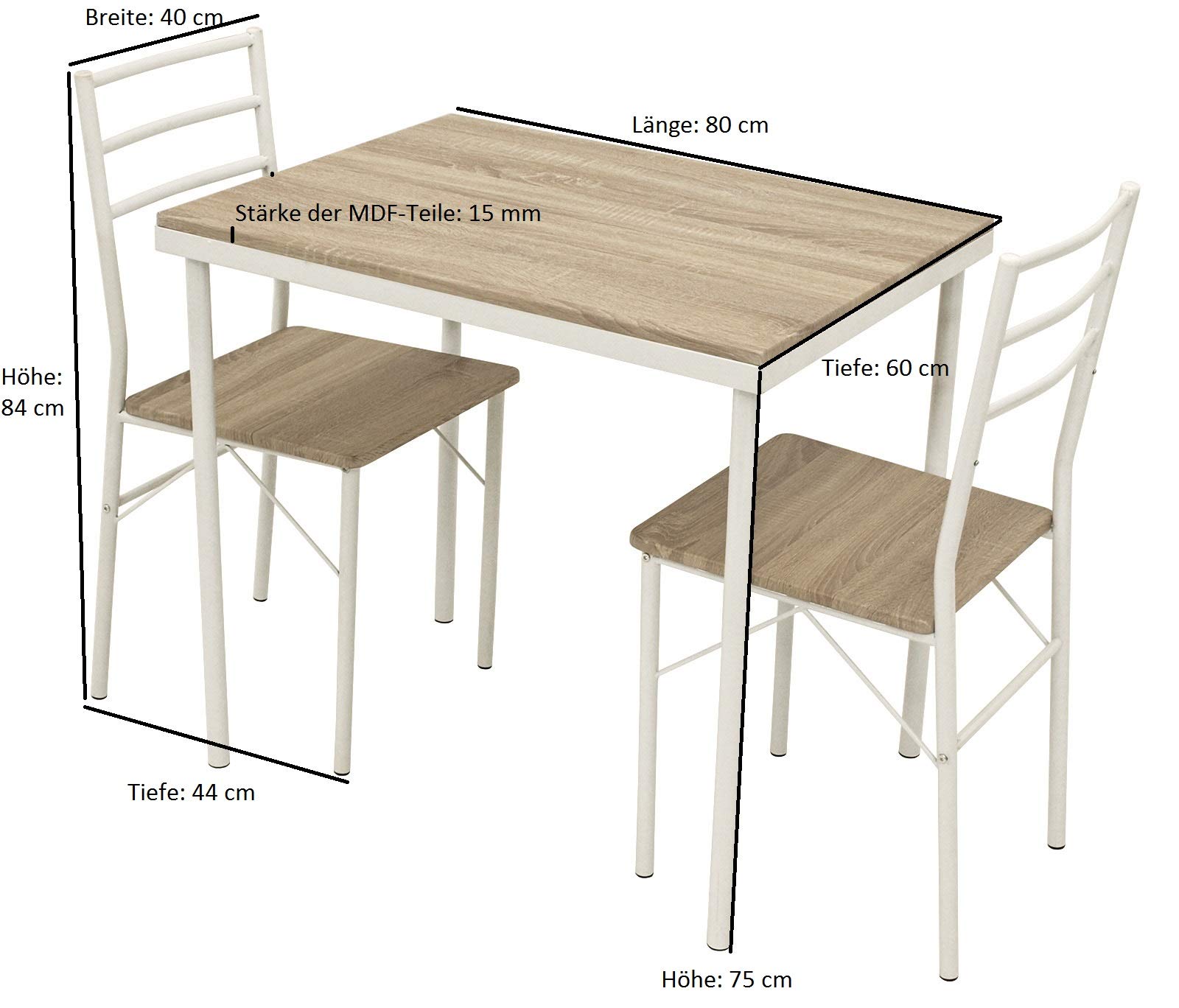 campingtisch köln Essgruppe 3-teilig, Stahlgestell weiss + MDF Eichedekor, Tisch 80x60cm Küche, Haushalt & Wohnen Size:M/9 Viareggio Italy Tuscany Camping shine