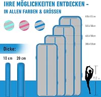BEYOND MARINA Felfújható Tornaszőnyeg 3m Légtöltéses Tornagymnasztikai Szőnyeg Pumpával, fekete  5