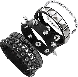 STIFFENERS 4 PCS Punk Accessories, Punk Bracelet, Studded Br