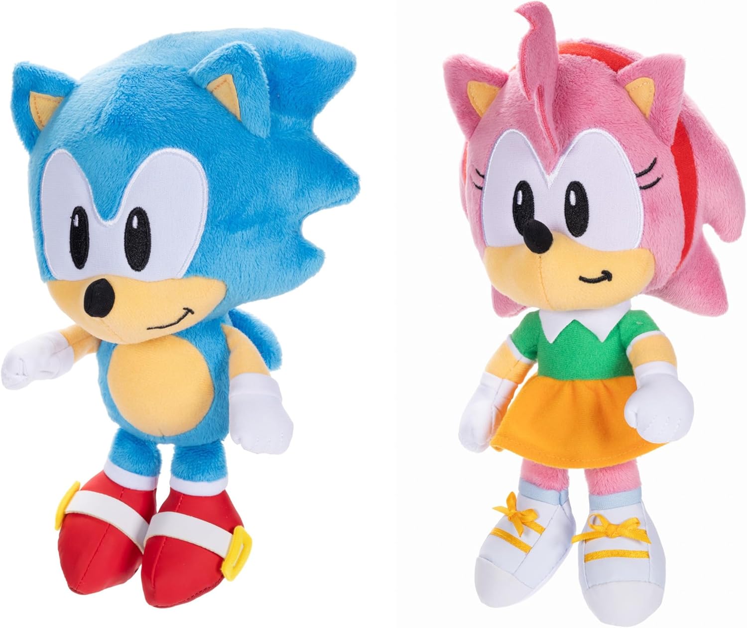 JAKKS Pacific Sonic The Hedgehog 9" Plush 2-Pack, Sonic & Amy Collectible Stuffed Toy