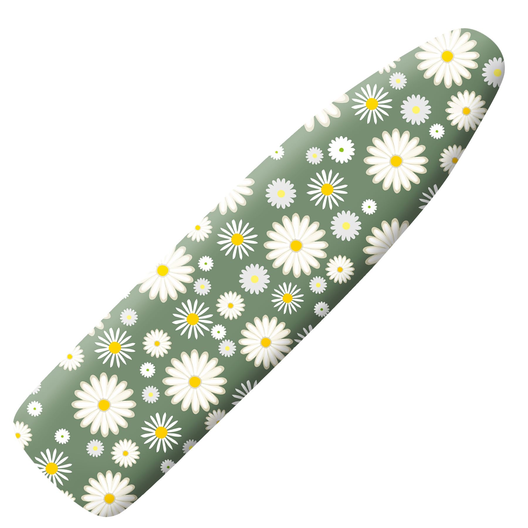 Extra Thick Ironing Board Cover and Pad, 15x54 Ironing Board Cover, Resist Scorching and Staining,Elastic Edges,Sage Green White Daisy Spring Flowers