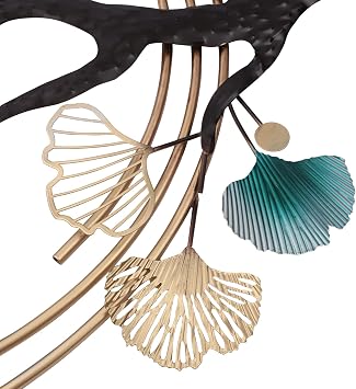 SHATUOA 3D Ginkgo Tree Leaf Metal Wall Art, Luxury Chinese-Style Ginkgo Leaves Nature Art Home Decor Metal Wall-Mounted Hanging for Living Room, Bedroom, Hallway, 43.31 * 26.77inch