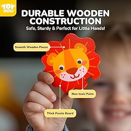 TOY Life Wooden Puzzles for Toddlers 2-4, Montessori Toys for 1 2 3 Year Old Boys Girls, Animals Puzzles Educational Learning Toys 2 Year Old, Christmas Stocking Stuffer for Kids Ages 1-3 2-4