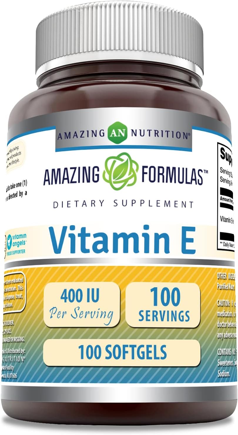 Amazing Formulas Vitamin E 400 IU Per Serving Supplement | Non-GMO | Gluten Free (100 Softgels)