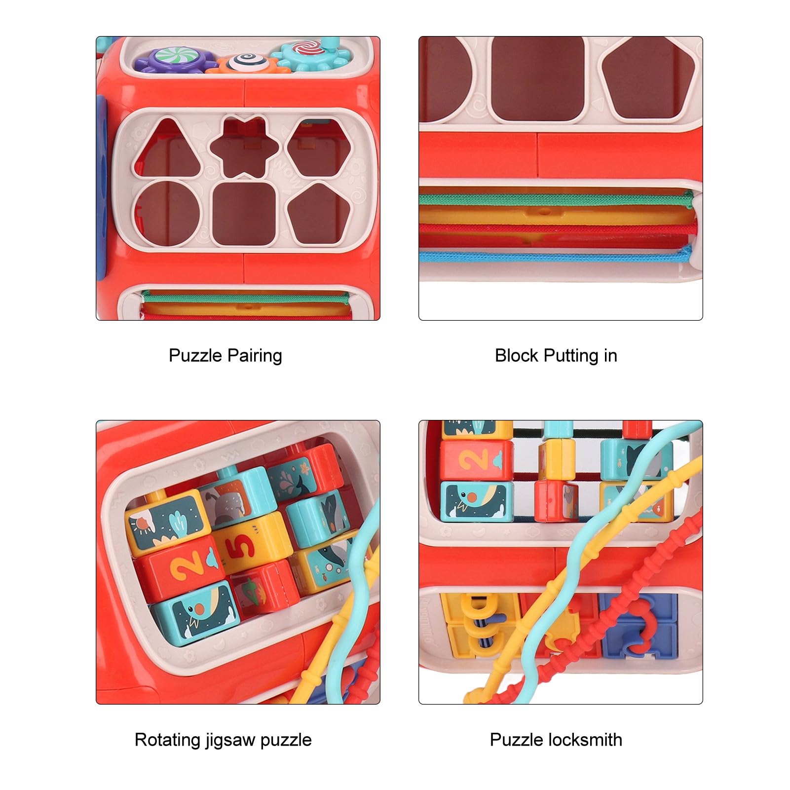 Activity Play Cube, Activity Cube para niños pequeños, 20 en 1 Música Ligera Efecto Multipropósito Toy de educación temprana para niños pequeños, Juguetes sensoriales para