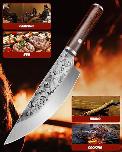Miniatura 6 de Cuchillo de carnicero de 12.9 pulgadas para cortar carne, cuchillo de carne forjado a mano, cuchillo de acero de alto carbono con mango ergonómico
